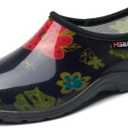 HISEA Waterproof Garden Shoe for Women Outdoor Slip-On Garden Clogs Rubber Rain Boots Short Ankle Booties Rain Shoes with Comfort Insole, Size: 8