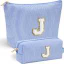 YOOLIFE Teen Girl Gifts Trendy Stuff | Makeup Bag | Cosmetic Bag | Makeup Pouch Teen Girl Gifts Trendy Stuff | Mothers Day Gifts | Birthday Gifts for Women Girls | Thank You Gifts Blue | Initial J