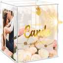 Acrylic Wedding Card Box with Picture Frame, Acrylic Card Box with Slot, Clear Gift for Wedding Reception Anniversary Graduation Birthday Party Baby Shower