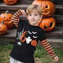 Toddler Halloween Shirts Boys Girls Spooky Pumpkin Skeleton Graphic Sweatshirt Halloween Kids Long Sleeve Tops 2-9 Years (Orange)
