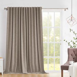 Novecozy Linen Blackout Curtains 108 Inches Long, Room Divider Curtains, Curtains & Drapes for Sliding Door/French Door, Rod Pocket/Back Tab/Hook Belt/Ring Clips(1 Panel, W100 x L108, Linen Color)