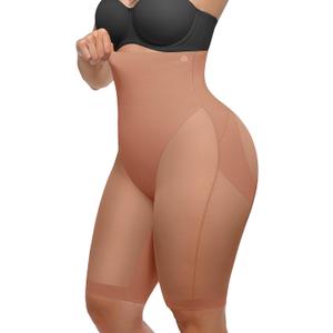 SHAPELLX Butt Lifting Shapewear for Women Tummy Control Body Shaper Faja Shorts High Waisted Girdle Mesh Compression Panties (Large, A3-brown-above-knee Shorts)