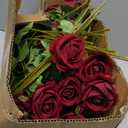 Hananona 50 Artificial Roses in Bulk, Fake Velvet Silk Burgundy Roses Realistic Red Roses for Wedding Centerpieces Flower Arrangement Home Decor (50, Burgundy)