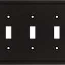 Modern Edge Decorative Wall Plate Switch Plate Outlet Cover, Durable Solid Zinc Alloy , Triple Toggle, Matte Black 