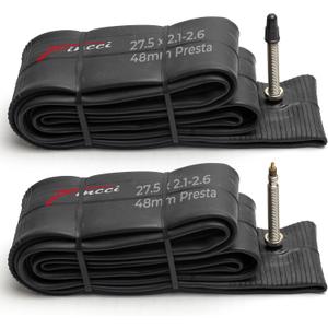 Fincci 27.5 x 2.1/2.2/2.3/2.35/2.4/2.5/2.6 Inch Bike Inner Tube  48mm Presta Valve  Butyl Rubber  Fits Mountain & Hybrid Bikes  Pack of 2