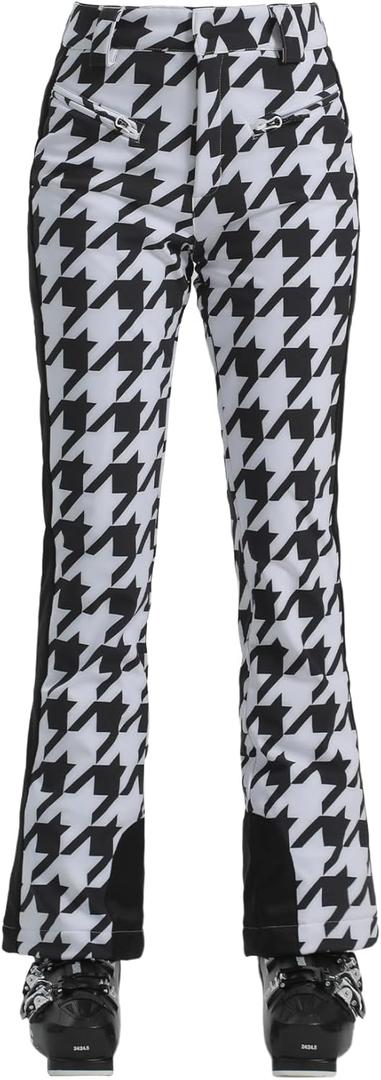 GSOU SNOW Ski Pants Women Snow Pants Slim Waterproof Insulated Windproof Winter Sports Warm With a Waistband (Houndstooth, XS)