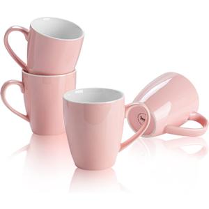 Sweese Porcelain Coffee Mugs - 16 Ounce (Top to the Rim) for Coffee, Latte, Tea, Cocoa, Set of 6, Pink