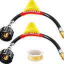 GasSaf 12 inch RV Propane Hose, 1/4" Inverted Camper Propane Hose Connect to 2-Stage Auto Changeover Regulator for RVs, Campers & Trailers (2 pcs)
