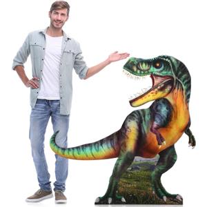 4 ft Dinosaur Cardboard Cutout Standup Jurassic Birthday Party Decoration PVC Life Size Cutout Dinosaur Party Photo Prop for Jurassic Indoor Outdoor Decor(Realistic)