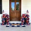 Artificial Pansies Flowers for Outdoors, 2 Pcs Faux Hanging Pansy UV Resistant Fake Plants for Outside Planter Porch Yard Patio Home Decor, Red White Blue