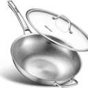 Titanium Wok pans for cooking,13in Pure Titanium Hammered Pro pans, Non Stick Skillet for Cooking, Non-Toxic, PFAS/PFOA/PTFE Free Cookware, Dishwasher&Oven Safe, Kitchen Induction Compatible