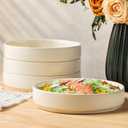 theterra 7.5'' Ceramic Pasta Bowls, Salad Bowls Set of 4, Stoneware Serving Bowls for Fruits, Noodle, Dinner, House-warming Wedding Present, Beige