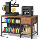 3D Printer Stand with Filament Storage  Heavy Duty Metal 3D Printer Table with Drawer and Power Hub for Workshop, Studio, and Office (Wooden Drawer - Style02)