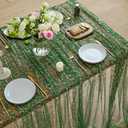 Horaldaily Green Gold Gauze Tablecloth 60x84 Inch Rectangular, Green Sequin Glitter Metallic Foil, Sheer Tulle Cheesecloth for Wedding Baby Shower Ceremony Birthday