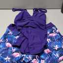 Women Tankini Swimsuits with Shorts - Two Piece Tummy Control Bathing Suits Top with Two Pockets Bottom Swimwear, Blue, Large