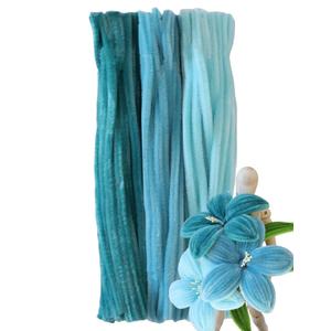300pcs Caribbean Blue Pipe Cleaners - Fluffy Craft Pipe Cleaners in 3 Shades for Arts & Crafts, Perfect for Flowers, Animals & Decorations (12 x 0.24 inches)