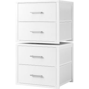 BOLUO Stackable Storage Drawers Closet Organizers and Storage Fabric White 2 Drawer Dresser for Bedroom 2 Packs Modern