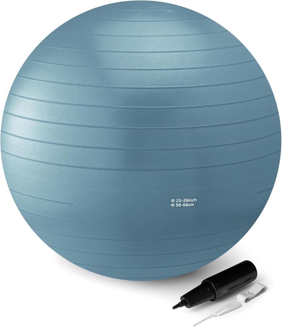 Amazon Basics Anti-Burst Exercise Ball with Pump, 23-26" Diameter (DIA (23-26 inches/58-66 cm), Aqua)