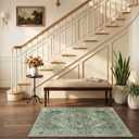 RELEANY Area Rugs Small 2'6"x4' Washable Non-Slip, Floral Vintage Distress Medallion Carpet for Kitchen Entryway Bathroom, Dark Green Gray
