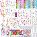 Qilery 195 Pcs Unicorn Party Favors Bags Birthday Includes Plastic Cup with Lid Straw Keychain Bracelet Ring Stamper Stickers Tag for Party Favors Piata Filling