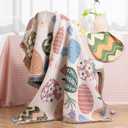 Ashler Easter Throw Blanket, Bed Tassel Blanket with Egg Bag, Soft Breathable Blankets with Easter Atmosphere Egg Pattern for Couch Sofa Living Room Bedroom Spring Decor, Beige, 50 x 60 Inches