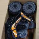 3 in 1 Remote Control Excavator, Ride On Tractor, 24V Vehicle w/Trailer, Shovel Bucket, Digger, Remote Control, EVA Tires, LED Light, Music, USB & Bluetooth, Kids Ride On Car, Yellow