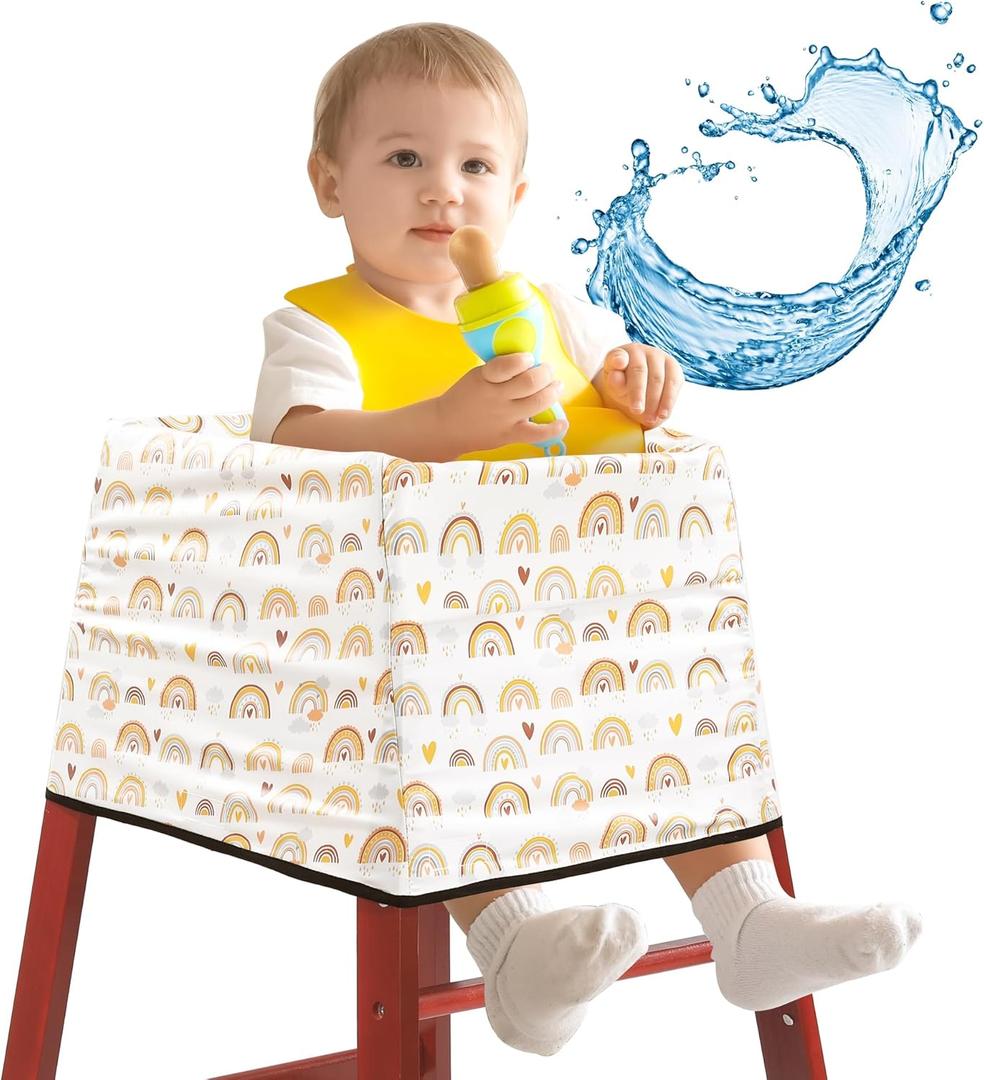 HOMBYS Waterproof Baby High Chair Cover for Restaurtant, Extra Thick & Soft Resuable Baby High Chair Cover for Protecting Wooden or Restaurant High Chair from Messy Meals and Dirty, Durable & Washable