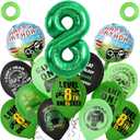 4 x Green 8th Video Game Birthday Party Decoration Balloons Game on Party Supplies Set Include Happy Birthday Banner Foil Balloon Latex Balloon Ideal for Kids Boys Party Room Activities Decor