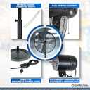 Comfort Zone Industrial Pedestal Fan, 30 inch, 3 Speed, High Velocity, Adjustable Height 56 to 76, Metal, Meets OSHA Standards, Airflow 36 ft/sec, Ideal for Garage, Workshop or Warehouse, CZHVP30