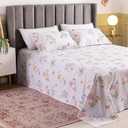 QSH 100% Egyptian Cotton Floral Pillow Cases Standard Size Set of 2, Butterfly Flowers Print Pattern Bedding Pillow Shams Standard Size, Envelope Closure Standard Pillows Covers (20"x26")