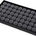 50 Gem Display Case Diamond Gemstone Storage Box, Small Round Plastic Containers Box Jewelry Organizer Container with Foam, Black Foam Gem Jars Showcase with 50 Gemstones Storage Jar