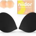 Niidor Adhesive Bra Strapless Ultra Sticky Invisible Push up Silicone Bra Multiple Colors Sizes Reusable for Backless Dress (Black)