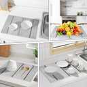 Stone Dish Drying Mat for Kitchen Counter24x16 Collapsible Diatomaceous Earth Mats Quick Drying Absorbent Dish Mat,Non-Slip Countertop & Bath Mat for Dishes Cups Bottles,Light Gray