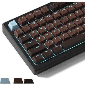 Womier Shine Through Keycaps for Mechanical Keyboard, Retro Brown PBT Keycaps Cherry Profile Key Cap 60 65 75 100 Percent for 61/64/68/84/87/100/104/108 Retro Gaming Mechanical Keyboard
