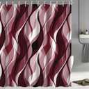 Burgundy Shower Curtain, Modern Abstract Ombre Burgundy Striped Shower Curtain Set for Bathroom Waterproof Shower Curtain with Hooks, 72x72 Inch