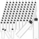 Irenare 100 Pcs 1 oz Squeeze Clear Sauce Bottles with Twist Cap Lids Empty Small Round Plastic Bottles for Oil, Liquids, Paint, Condiment Dispenser, Tattoo Ink, Hair Applicator, Crafts