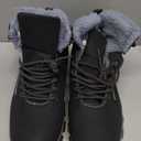 WHITIN Men's Waterproof Winter Shoes Snow Boots Outdoor for Cold Weather Warm Work Insulated Size 12 Fur Leather Hiking Mid Ankle Top Black 46