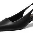 DREAM PAIRS Women's Kitten Heels Slingback Low Closed Toe Comfortable Pumps Pointed Toe Wedding Party Elegant Dress Shoes,Size 5.5,Black-Pu,SDPU25093W