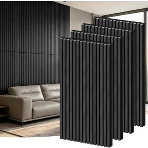 RITOLLO 4 Pack Wood Panels for Wall, 47.2"×23.6" Wood Slat Acoustic Panels for Wall, Soundproof Panels, 3D Fluted Panels for Interior Decor (WoodBlack)