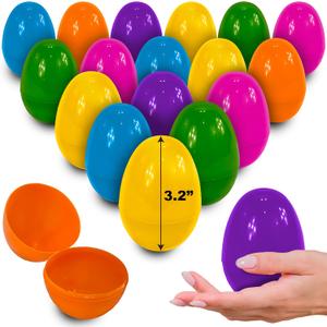 stargo 50 Pack - Plastic Easter Eggs Empty 3.2 Large Plastic Eggs Fillable for Easter Egg Hunt, Easter Egg Basket, Party Favor, Surprise Egg. Set of Bright Multicolored Eggs