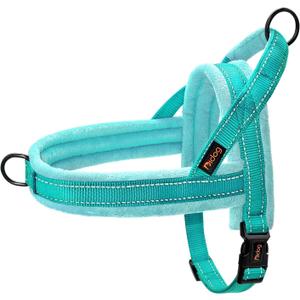 Didog Soft Flannel Padded Dog Vest Harness, No Pull/Quick Fit Reflective Dog Strap Harness, Easy for Training Walking (M:Chest 21-26", Green) (Teal)