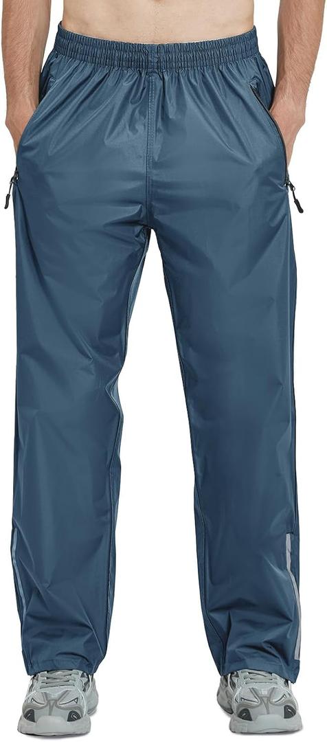 Ourcan Men's Rain Pants Over Pants Waterproof Windproof Pants Breathable Lightweight Suitable for Rainy Outdoors, Hiking, Golf, Fishing Blue, Small