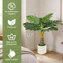 Artificial Monstera Deliciosa Plant 34'' Fake Tropical Tree with White Pot