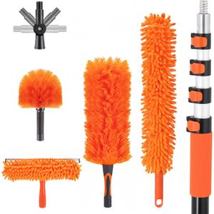 26FT High Reach Duster Cleaning Kit with Extension Pole, High Ceiling Fan Cleaner Duster for Fan Blades, Window Washing Kit with Microfiber Duster & Squeegee