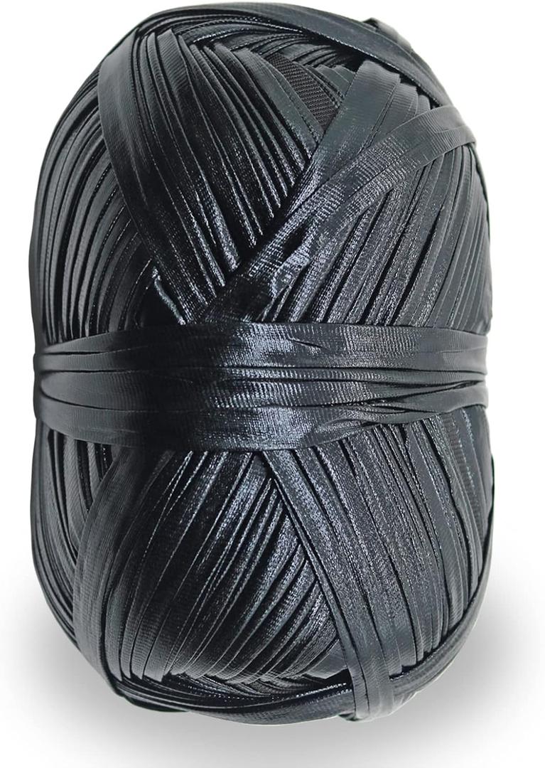 Metallic T-Shirt Yarn 140 Yards Knitting Fabric Crochet Cloth Shiny Tshirt Yarn for Crocheting Beginners DIY Hand Craft Bag Blanket Cushion Projects (Black)