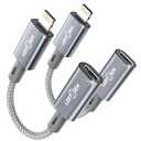 2 Pack 27W USB C to Lightning Cable Adapter, PD Fast Charging & Data Transfer, Type C Female to Lightning Male Charger Converter Cord for iPhone 14/13/12/11,iPad, Airpods,Not for Audio/Headphone/OTG (Grey)