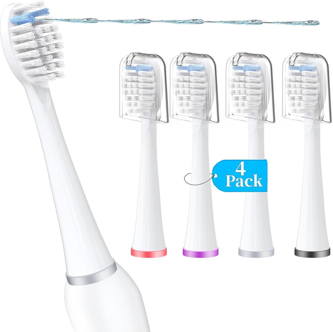 Replacement Toothbrush Heads Compatible with WaterPik Sonic Fusion SF01/SF02 and Sonic Fusion 2.0 SF03/SF04,4 Pack Professional Replacement Heads for Waterpik with Cover
