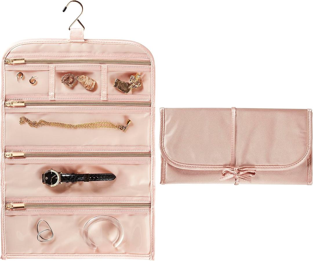 Conair Travel Jewelry Organizer, Travel Jewelry Bag with 6-Zippered Pockets in Blush Pink by Travel Smart Conair Travel Jewelry Organizer, Travel Jewelry Bag with 6-Zippered Pockets in Blush Pink by Travel Smart
