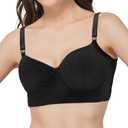 Plus Size Push Up Bras for Women, Back Fat Smoothing Bra Lace Underwire Full Coverage Padded Bras with Support (Black)