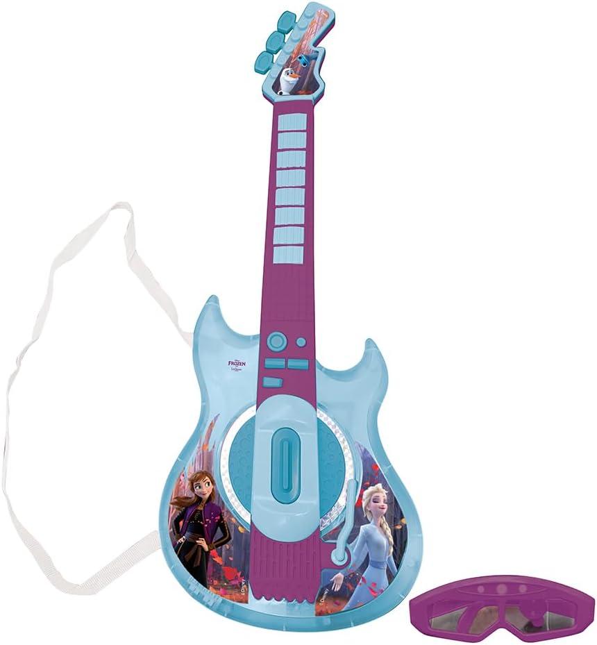 Lexibook, Frozen, Light-Up Electronic Guitar with Microphone, Glasses with Microphone, melodies, 2 Game Modes, MP3 Input, Blue/Purple, K260FZ